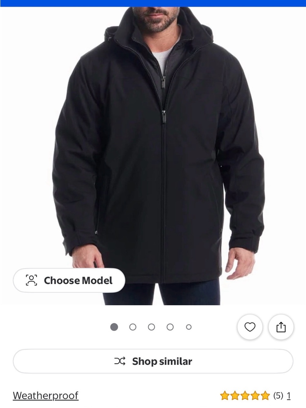 Weatherproof Men’s Black Hooded Coat